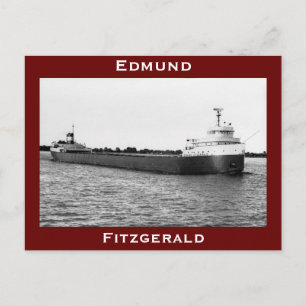 Carte Postale L'Edmund Fitzgerald sur la rivière St. Clair (B&W)