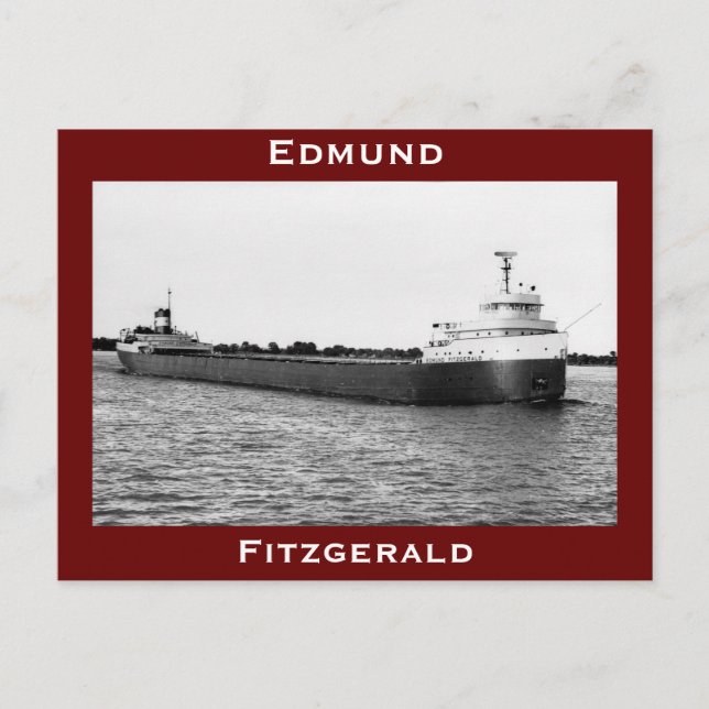 Carte Postale L'Edmund Fitzgerald sur la rivière St. Clair (B&W) (Devant)