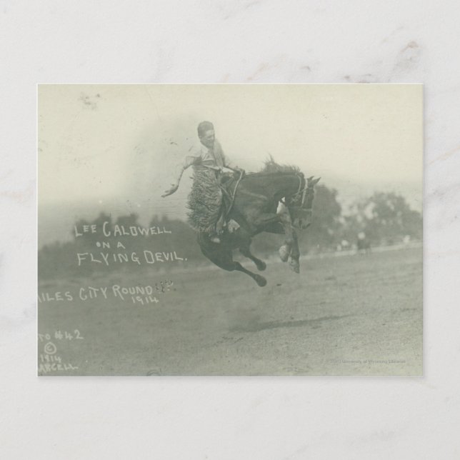 Carte Postale Lee Caldwell chevauchant Flying Devil. (Devant)