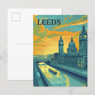 Carte Postale Leeds Yorkshire Vintage Retro Illustration de voya