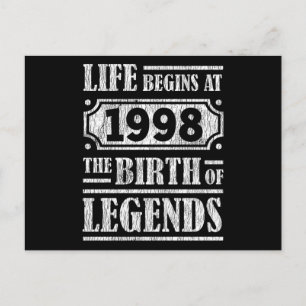 Carte Postale Légendaire Né en 1998 Cadeau d'anniversaire Rétro