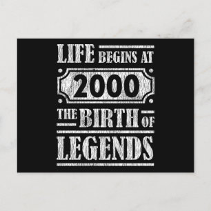 Carte Postale Légende Né en 2000 Cadeau d'anniversaire Rétro Vin
