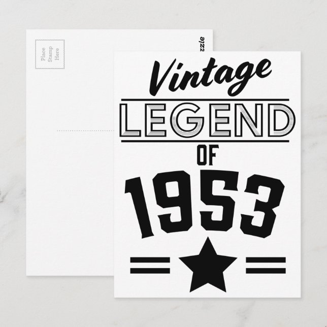 Carte Postale Légende Vintage de 1953 (Devant / Derrière)