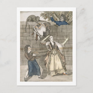 Carte Postale Léger de main par un singe ou la tête de la dame U