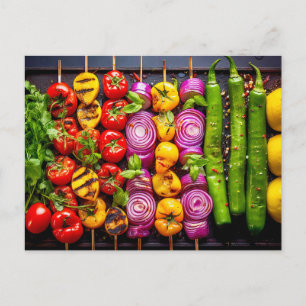 Carte Postale Légume grillé. Ensemble de légumes beau grillés