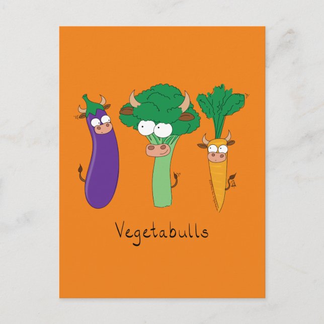 Carte Postale Légumes Bulls Joli Cartoon pour enfants (Devant)