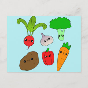 Carte Postale Légumes Chibi