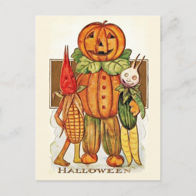Carte Postale Légumes d'Halloween vintage (Devant)