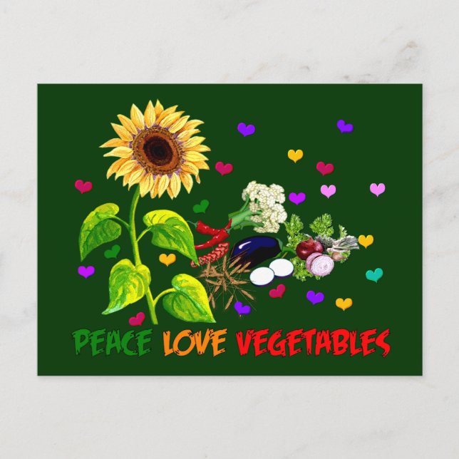 Carte Postale Légumes Peace Love (Devant)