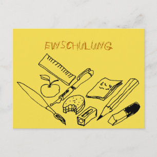 Carte Postale Lehrmittel auf Einladung zur Einschulung