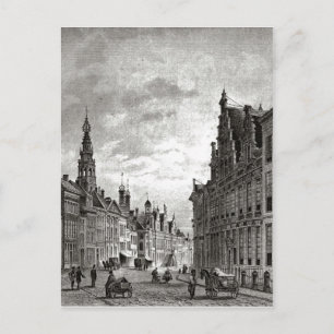 Carte Postale Leiden du 19ème siècle, rue principale