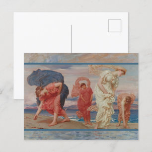 Carte Postale Leighton Greek Girls ramasse des galets au bord de