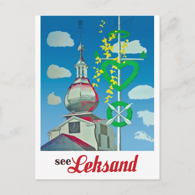 Carte Postale Leksand, tour de la ville, Suède (Devant)