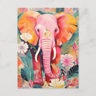 Carte Postale L'Elefant et les fleurs