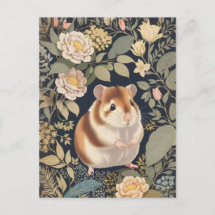 Carte Postale L'élégant Hamster William Morris Inspiré Floral