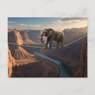 Carte Postale L'éléphant marche sur l'art de la corde