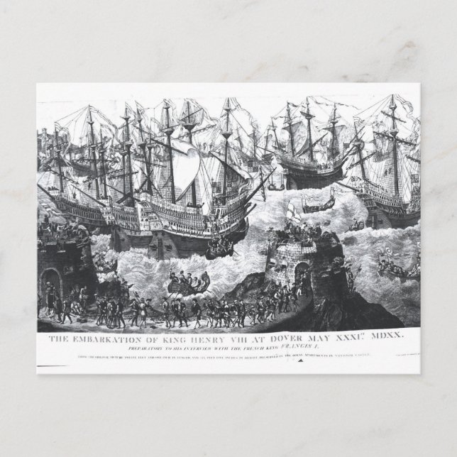 Carte Postale L'embarquement d'Henri VIII à Douvres (Devant)