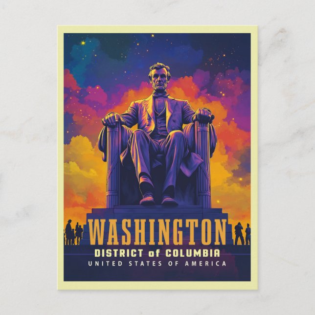 Carte Postale L'emblématique Washington D.C. avec le Lincoln Mem (Devant)