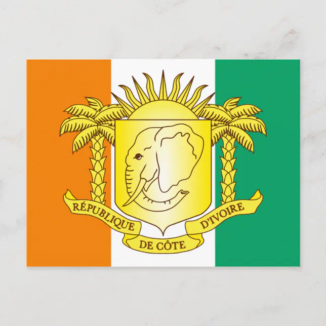 Drapeau De Table Côte D'Ivoire Avec Armoiries – Format 10 X 15 Cm Sur Socle Plastique, Hauteur Totale 30 Cm – Décoration Bureau Ou Événement