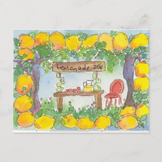 Carte Postale Lemonade Stand Citrus Citrus Arbre Grove été (Devant)
