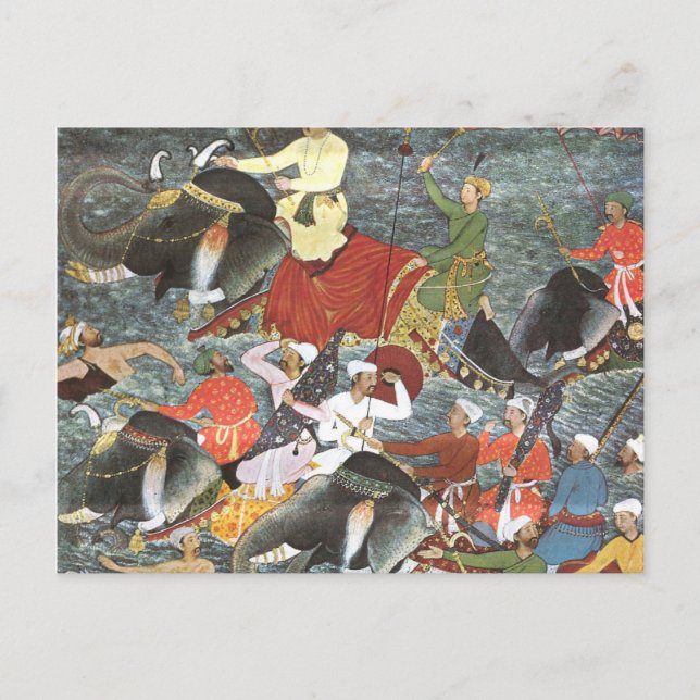 Carte Postale L'empereur de l'école Mughal Akbar River Ganges (Devant)
