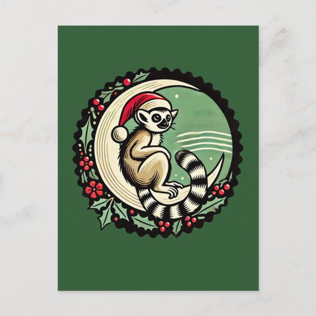Carte Postale Lemur de Noël (Devant)