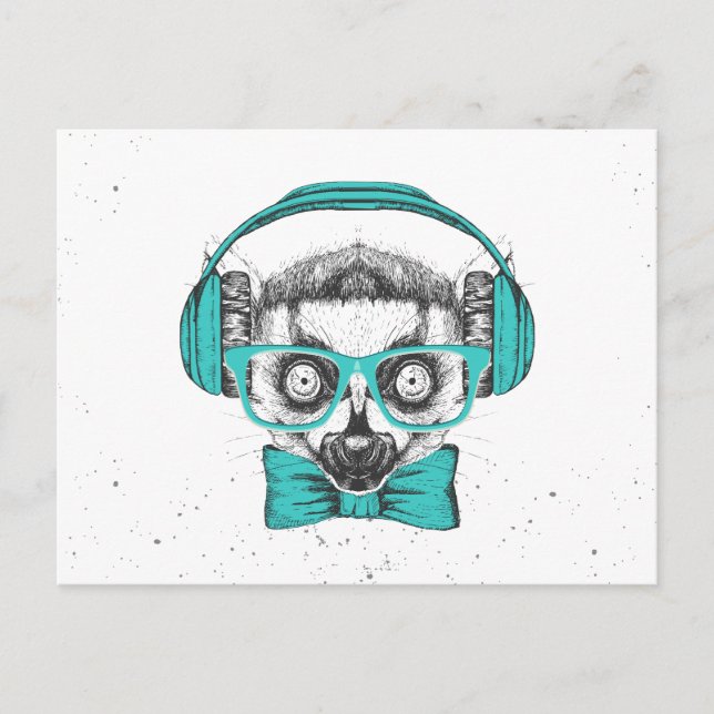 Carte Postale Lemur | Music Lover (Devant)
