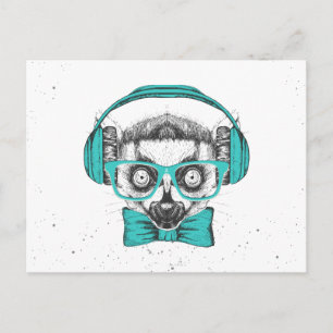 Carte Postale Lemur Music Lover