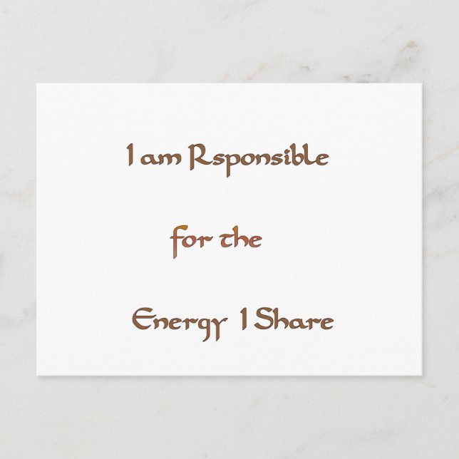 Carte Postale L'énergie à l'intérieur : l'énergie compte (Devant)