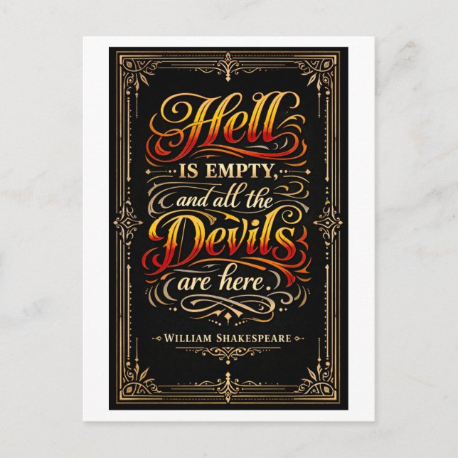 Carte Postale "L'enfer est vide" Shakespeare (Devant)