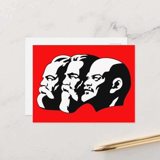 Carte Postale Lénine, Marx, Engels, Union soviétique, Communisme (Devant/Arrière en situation)