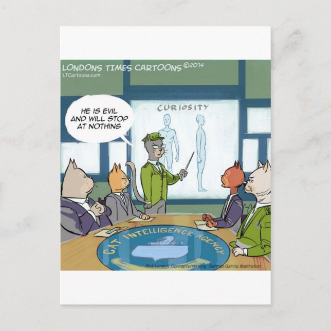 Carte Postale L'ennemi naturel des chats, c'est drôle (Devant)