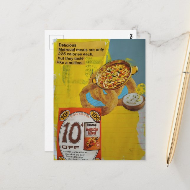 Carte Postale Lentil Rings and Soup 225 mixed media collage  (Devant/Arrière en situation)