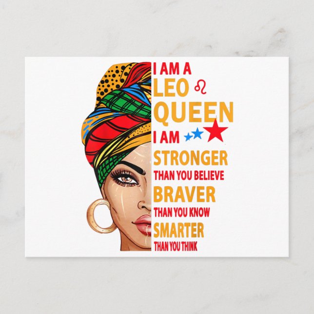 Carte Postale Leo queen I am stronger funny birthday gift for Le (Devant)