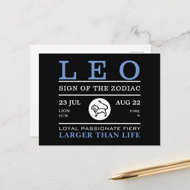 Carte Postale Leo Sign of the Zodiac, astrologie (Devant/Arrière en situation)