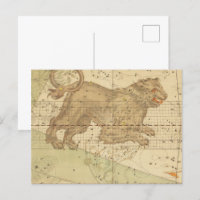 Leo star sign restored antique map