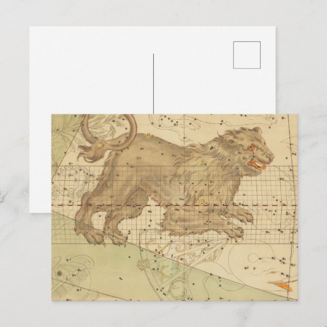 Carte Postale  Leo star sign restored antique map (Devant / Derrière)