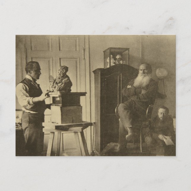 Carte Postale Leo Tolstoï et le sculpteur Prince Paolo (Devant)