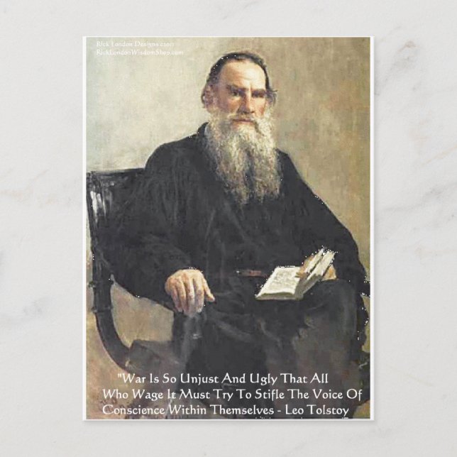 Carte Postale Leo Tolstoï "La guerre est injuste" Don de citatio (Devant)