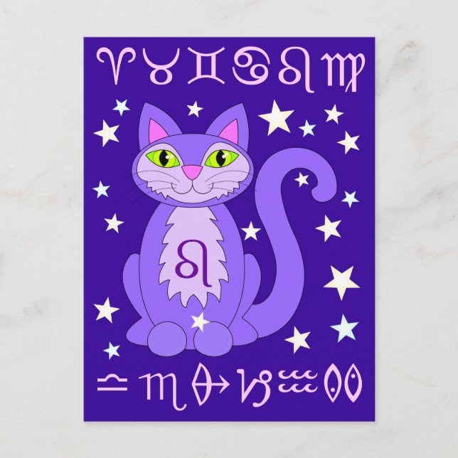 Carte Postale Leo Zodiac Chat Midnight Blue (Devant)