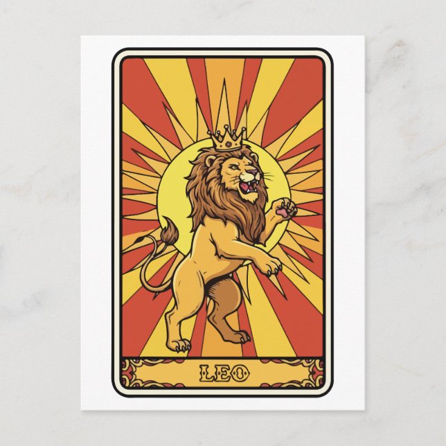 Carte Postale Leo Zodiac Illustration Style Tarot (Devant)
