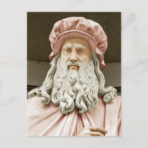 Carte Postale Léonard de Vinci colorisé portant des collants ros