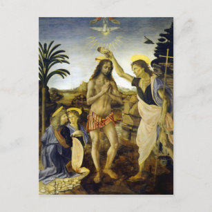 Carte Postale Léonard de Vinci Le baptême du Christ
