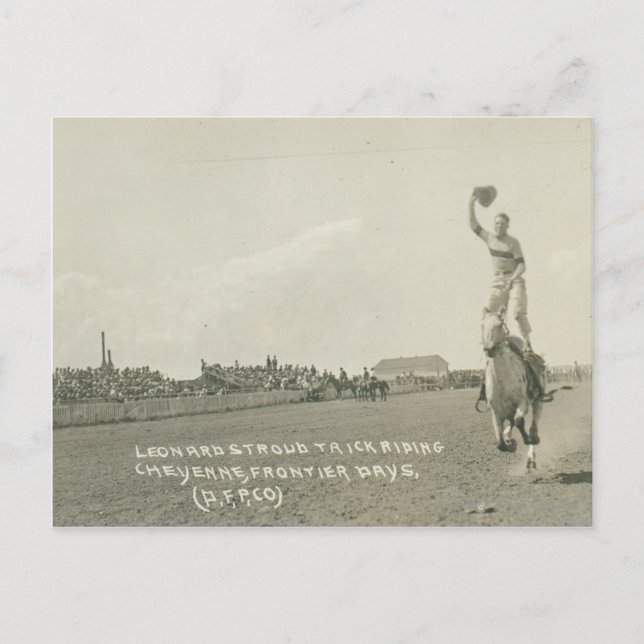 Carte Postale Leonard Stroud triche équitation. (Devant)