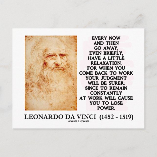 Carte Postale Leonardo da Vinci Relaxation Travail Jugement Pouv (Devant)