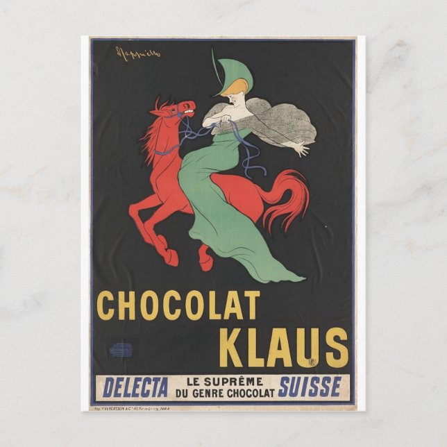 Carte Postale Leonetto Cappiello : Chocolat Klaus 1903 (Devant)