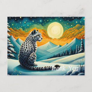 Carte Postale Leopard de neige nocturne de montagne