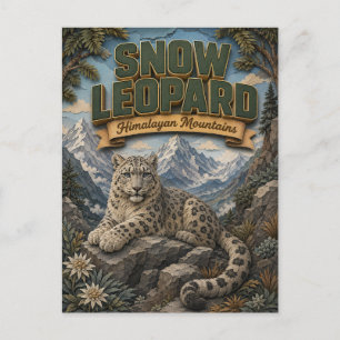Carte Postale Léopard des neiges Montagnes de l'Himalaya POPCUT