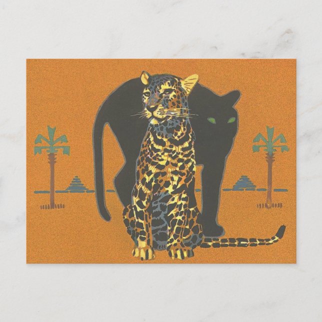 Carte Postale Leopard et Panther (Devant)