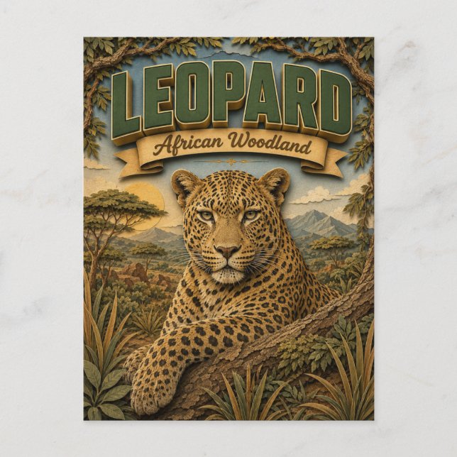 Carte Postale Léopard Forêt Africaine POPCUT (Devant)